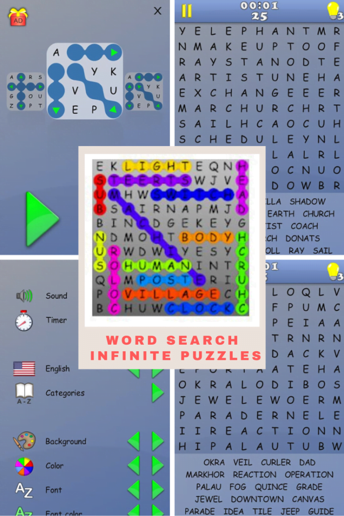 Word Search - Play a free game of infinite puzzles