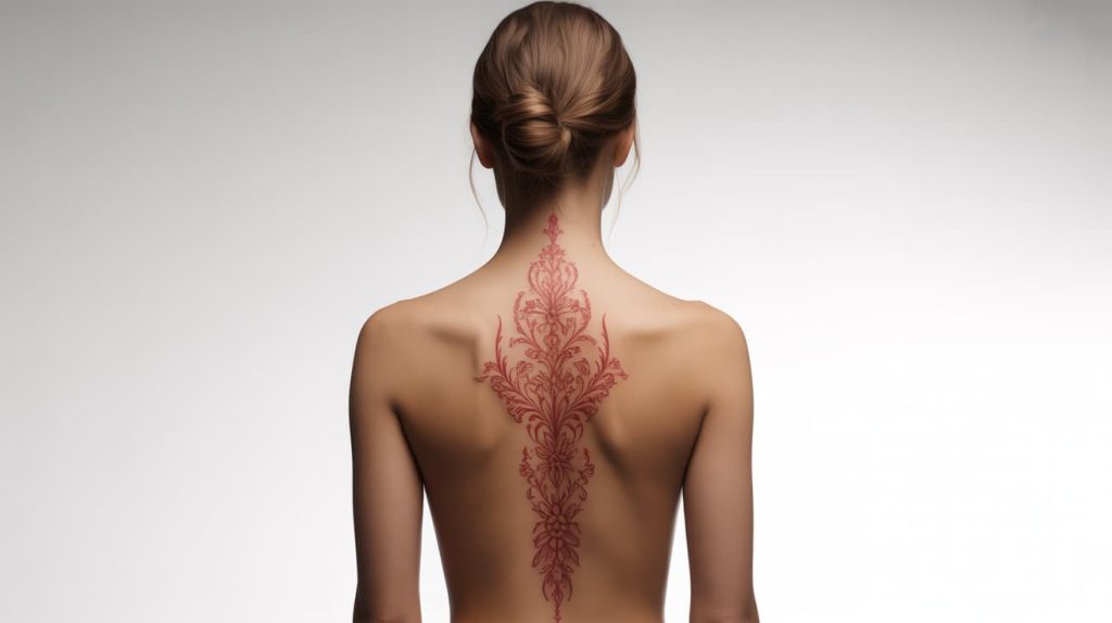 red spine tattoo